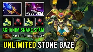 UNLIMITED STONE GAZE 100% Aghanim Effect Medusa Just Stand & Hit with 933 GPM Max Items Dota 2