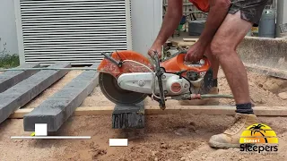 Cutting a Concrete Sleeper used for retaining walls