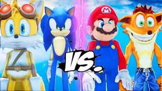 Sonic The Hedgehog & Miles Tails VS Mario & Crash Bandicoot