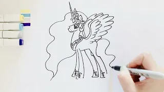 How to Draw My Little Pony Princess Rarity 💖✨Easy drawing and coloring tutorials for Children
