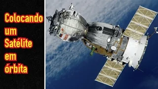 Lançamento de satélite, colocando em órbita