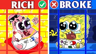 RICH Jail vs BROKE Jail - Spongebob Make DIY Jail for Baby Patrick | Poor Baby Spongebob Life