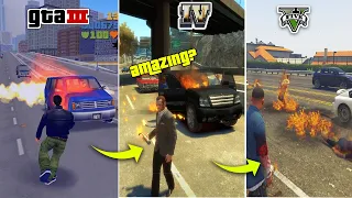 Evolution of Molotov Cocktail fire vs running car in GTA Games ( 2001 - 2022 ) |