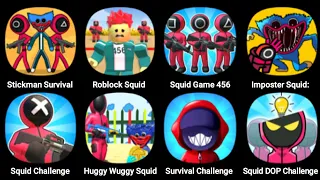 Stickman Survival, Roblock Squid, Squid Game 456, Imposter Squid, Squid Challenge, Huggy Wuggy Squid