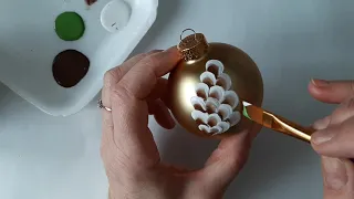 How to do a Hand Painted Ornament: Pine Cone and Branches