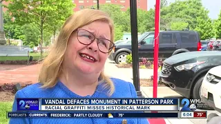 Vandal defaces monument in Patterson Park