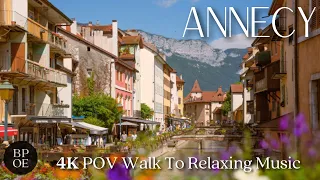 A Walk in Annecy, France 🇫🇷  The Venice of the French Alps | Relaxing Music - 4K