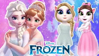 My Talking Angela'm 2 || Frozen || Elsa vS Anna || cosplay