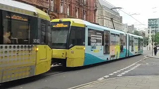 Manchester Metrolink Tramlight rail system in Greater Manchester, England.