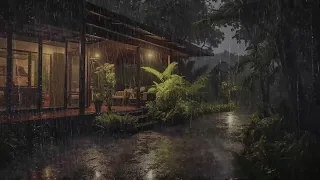 Cozy Villa | Night Rain For Deep Sleep | Relaxing Nature Sounds 💤