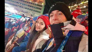 Closing Olympic ceremony 2018 PyeongChang Moris Kvitelashvili, Evgenia Medvedeva , Ekaterina Bobrova