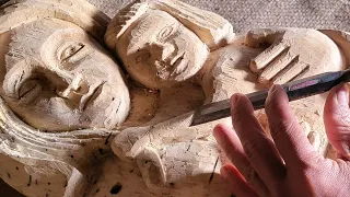 wood carving mother and child| mother wood working|