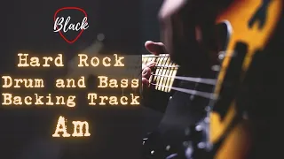 Hard Rock Drum and Bass Backing Track Am