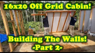 PART 3 - 16x20 Off Grid Cabin - BUILDING THE WALLS (PART 2)