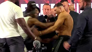 KSI PUSHES Tommy Fury at FACE OFF! Nearly causes brawl on stage at press conference!