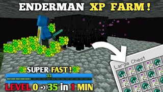 SUPER FAST Enderman XP Farm Tutorial in Minecraft Bedrock | 35+ levels in 1 MINUTE!