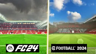 EA SPORTS FC 24 vs eFootball 2024 - Stadiums Comparison Ft. Old Trafford, Emirates | Fujimarupes