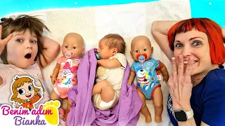 Baby Born oyuncak bebek bakma oyunları! Bianka ve kardeşiyle yeni video!