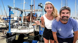 NERVOUS! Lifting our 20 TON Boat Home Out of the Water! Sailing Vessel Delos Ep. 404