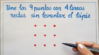 💥🇪🇸RETO MATEMÁTICAS BÁSICAS #9 * Unir 9 puntos con 4  lineas rectas