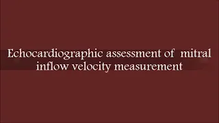 Echocardiographic assessment of  mitral inflow velocity measurement