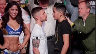 FIRE!!! CARL FRAMPTON v LEO SANTA CRUZ - OFFICIAL WEIGH IN & HEAD TO HEAD / FRAMPTON v SANTA CRUZ 2