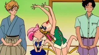 Funny Usagi & ChibiUsa in a Tea Room