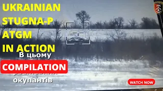 Ukrainian Stugna-P anti-tank guided missile (ATGM) in action - Compilation