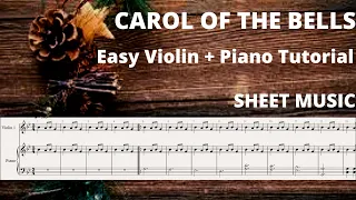 CAROL OF THE BELLS - Easy Violin and Piano Notes Tutorial + SHEET MUSIC