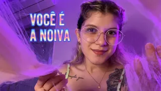 ASMR ARRUMANDO VOCÊ NOIVA 👰‍♀️ Penteado no cabelo + maquiagem