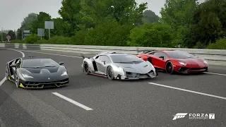 Forza 7 Drag race: Lamborghini Centenario vs Veneno vs Aventador SV
