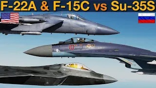 F-22 Raptor & F-15 Eagle vs Su-35 Super Flanker: BVR Missile Fight | DCS