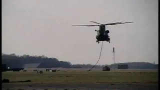 Training flight with sling loads CH-47 Chinook at Gilze-Rijen