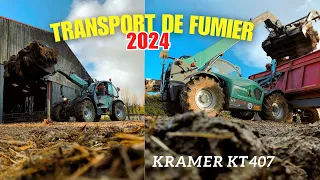 FUMIER 2024 - on vide la stabulation des vaches avec le Kramer Kt - 407 !