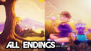 FNAF Security Breach Ruin DLC - ALL ENDINGS (Secret Good Ending and Bad Ending) 2023