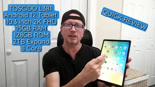 TOSCiDO Android 12 Tablet L381 10.3" - Full Review | 2K FHD LCD In-Cell Screen, Powerful Specs