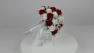 Realistic Red & White Wedding Bouquets