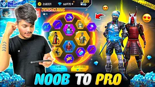 Free Fire NOOB To PRO In 10 Mins Level 99+ 😍And Everything Unlocked -Garena Free Fire