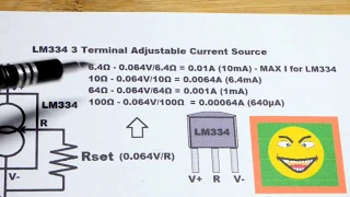 LM334 three terminal adjustable constant current source electronics component with LEDs and no load