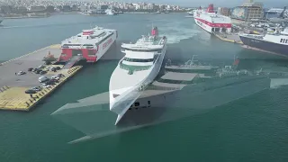 Golden Princess x Gotlandia II - Golden Star Ferries first arrival in Piraeus port drone video