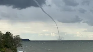 Lake Erie waterspout makes landfall