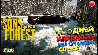 🔴 💀 Sons Of The Forest💀 CO - OP - 100 дней хардкора без смертей. Собираем весь лут. 1 день