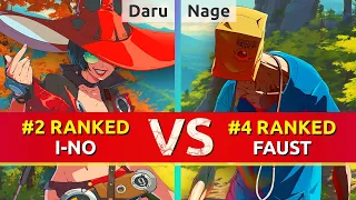 GGST ▰ Daru (#2 Ranked I-No) vs Nage (#4 Ranked Faust). High Level Gameplay