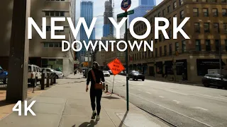 Day walk in downtown New York City / City Ambience sounds in 4K