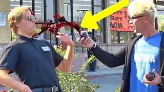 THROWING WINE ON SECURITY GUARD!!! Public Trolling - (Magic Cop Pranks 2018!)