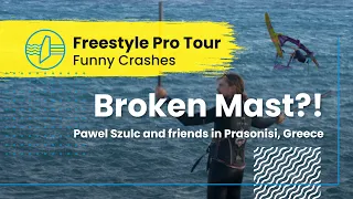 Windsurf Freestyle Crashes - Funny Broken Mast - Prasonisi, Greece