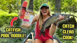 CATFISH NOODLING the SWAMP with SHRIMP! {CATCH CLEAN COOK} Delicious Grilled Fish Fillets!