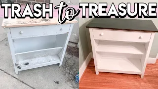 TRASH TO TREASURE FURNITURE MAKEOVER | FARMHOUSE DIY