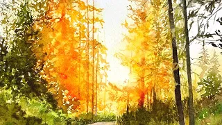 Learn to Create Realistic Trees ❤️ with Watercolor Sunlight!