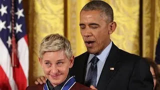 Ellen DeGeneres in Tears Receiving Presidential Medal of Freedom
